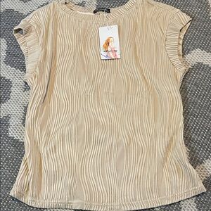Elegant Beige Women's Short Sleeve Top